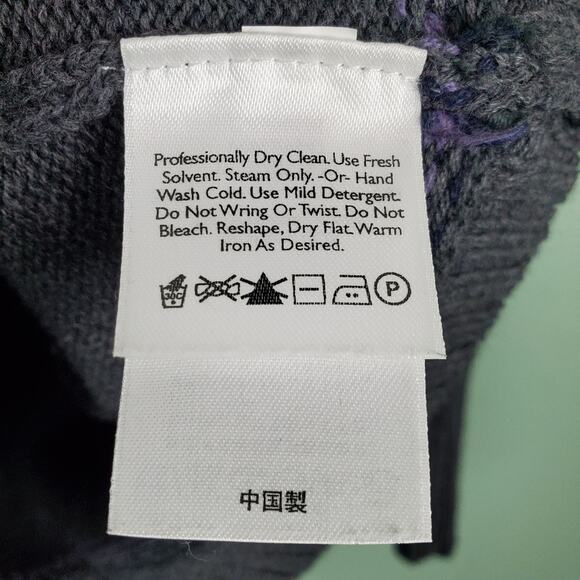 Eddie Bauer Collection Fair Isle Gray Purple Button Down Long Sleeve Sweater PL - Picture 6 of 7